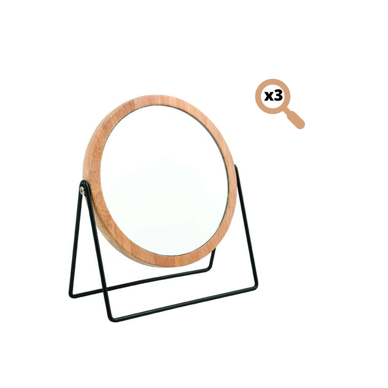 Spirella Miroir Rond Grossissant SATCHI Bois & Acier Noir MSV
