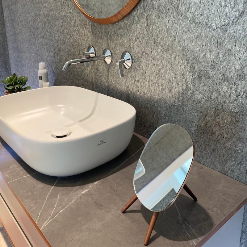 Spirella Miroir Sur Pied Ovale Bois ALESIA Bois D'acacia Spirella