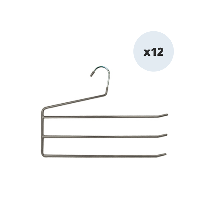 Spirella MSV 12 Cintres Pantalons 3 Barres En Metal