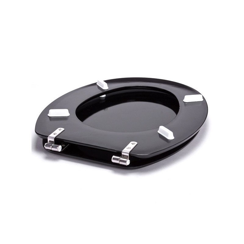 Spirella MSV Abattant WC MDF CLEO Noir Brillant - Charnières Inox