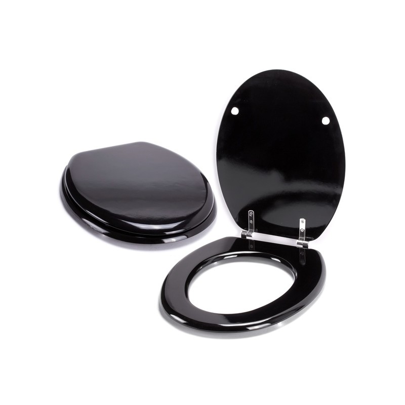 Spirella MSV Abattant WC MDF CLEO Noir Brillant - Charnières Inox