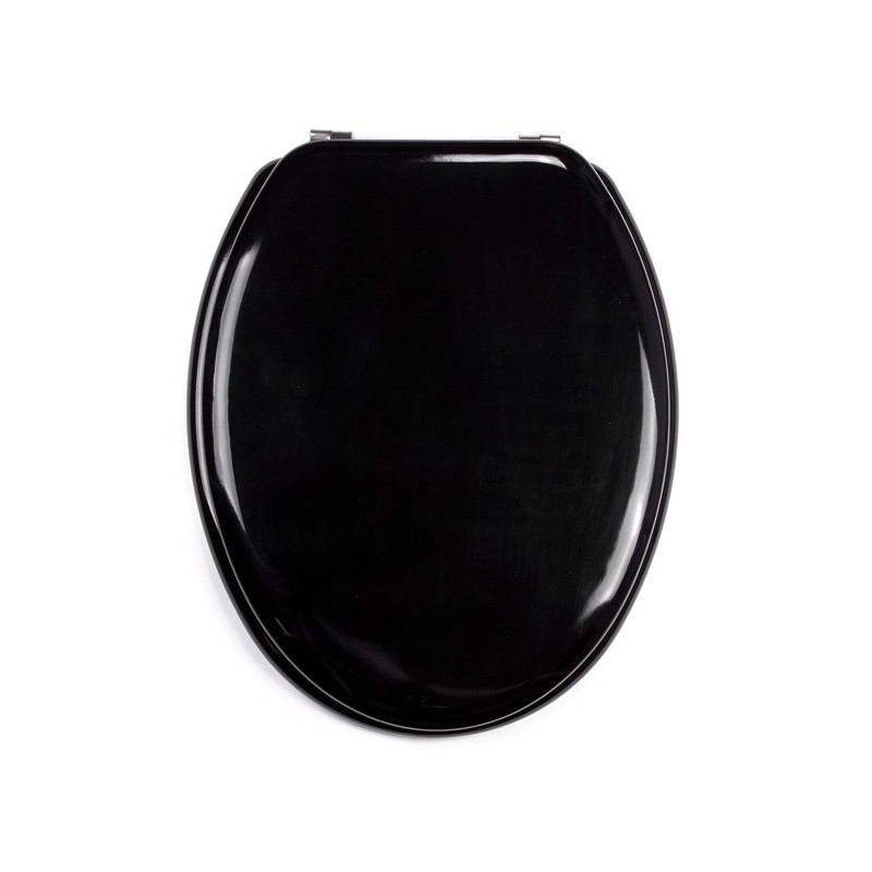 spirella MSV Abattant WC MDF CLEO Noir Brillant - Charnières Inox