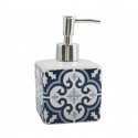 Spirella MSV Distributeur De Savon Céramique AMADORA Bleu & Blanc