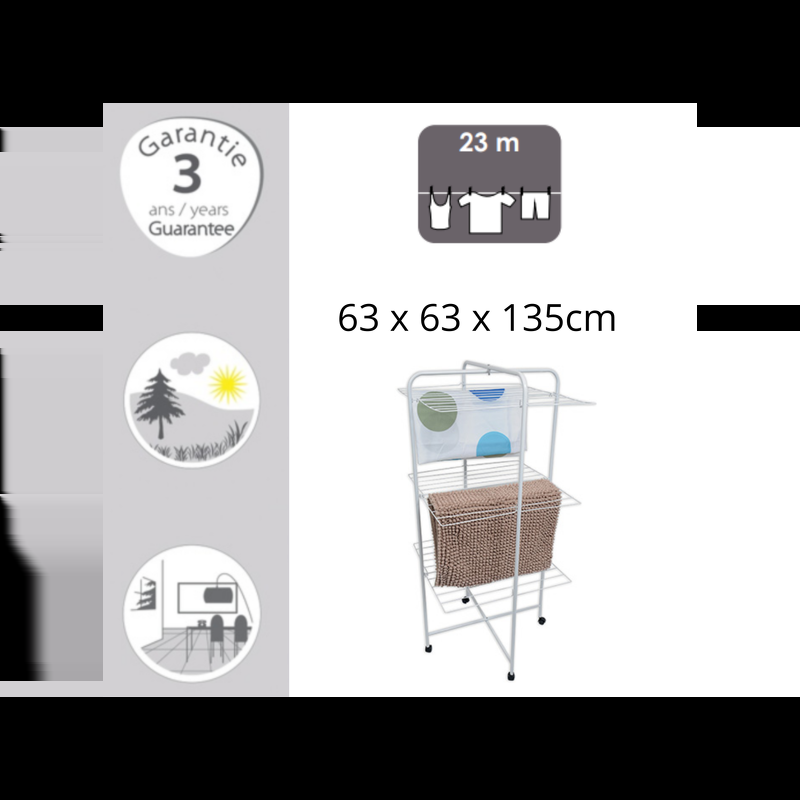 Spirella MSV Etendoir Tour 3 Niveaux 23M Acier Blanc