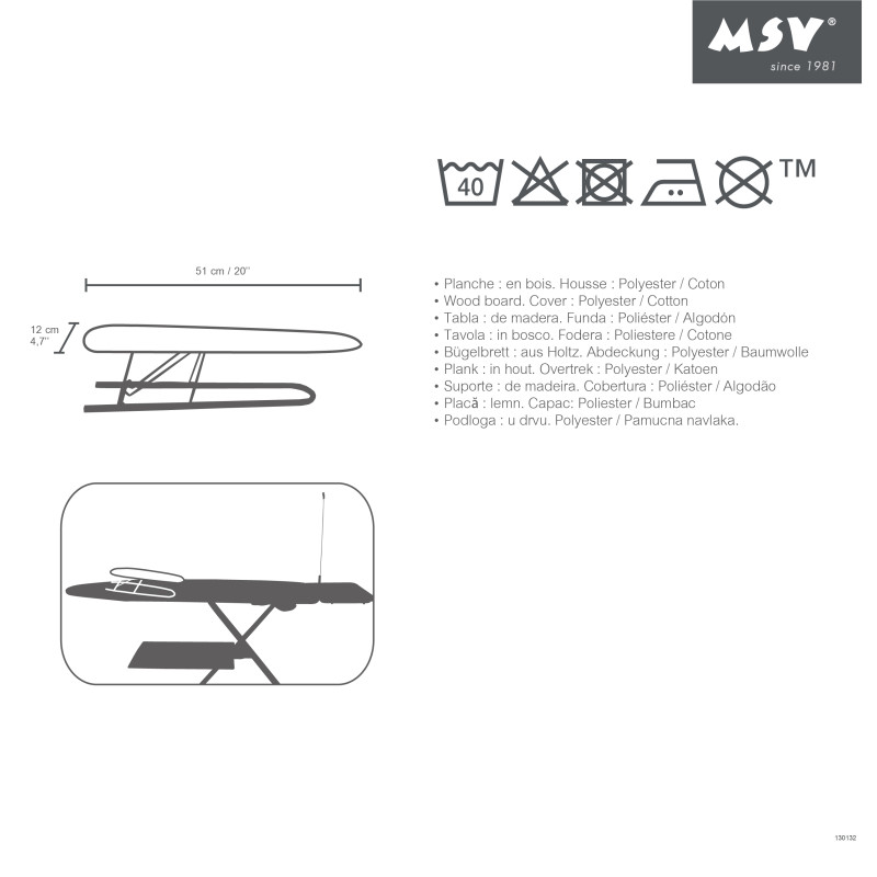 Spirella MSV Jeannette Table à  Repasser Rose Vert Ou Bleu