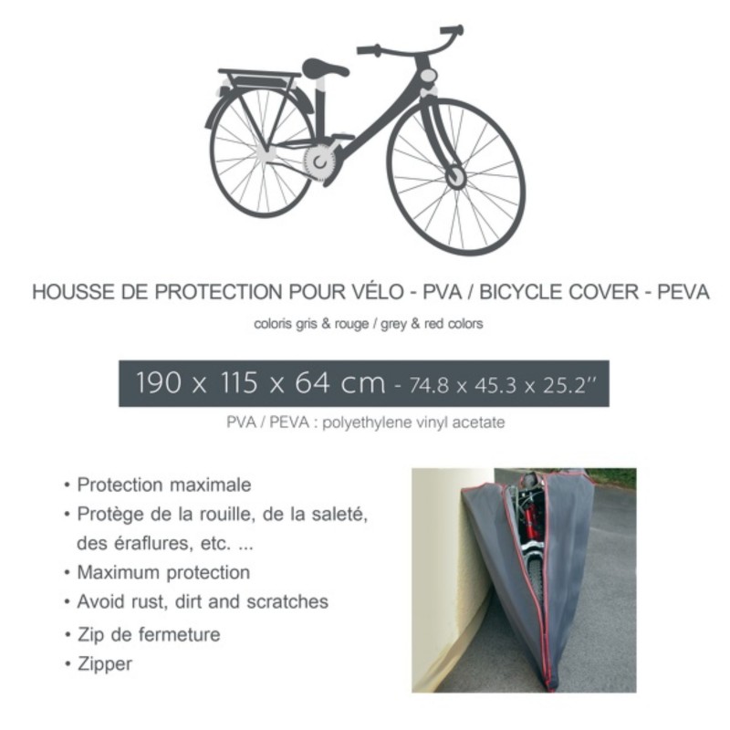 Spirella MSV Lot De 2 Housses De Protection Imperméable Pour Vélo PVA Gris