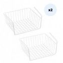 Spirella MSV Lot De 2 Paniers De Rangement Sous étagère 30x25 5x14cm En Acier Blanc Mat