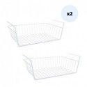 Spirella MSV Lot De 2 Paniers De Rangement Sous étagère 38 5x25 5x14cm En Acier Blanc Mat