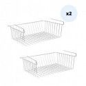 Spirella MSV Lot De 2 Paniers De Rangement Sous étagère 38x26x14cm En Acier Chromé