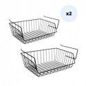 Spirella MSV Lot De 2 Paniers De Rangement Sous étagère 40x27x17 5cm En Acier Noir Mat