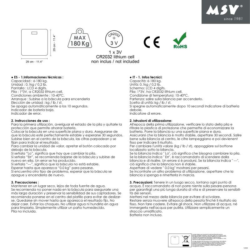 Spirella MSV Pèse Personne Verre SEAUVILLE Gris Clair