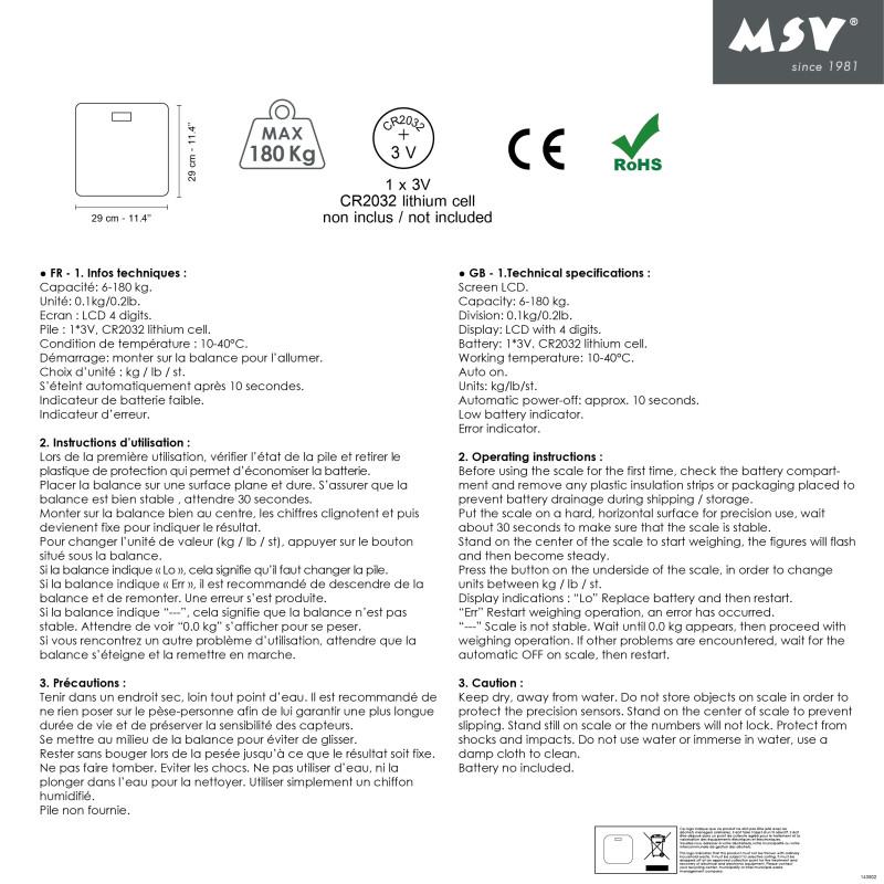 Spirella MSV Pèse Personne Verre SEAUVILLE Gris Clair