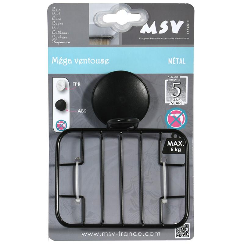 Spirella MSV Porte Savon Avec Mega Ventouse Acier Noir