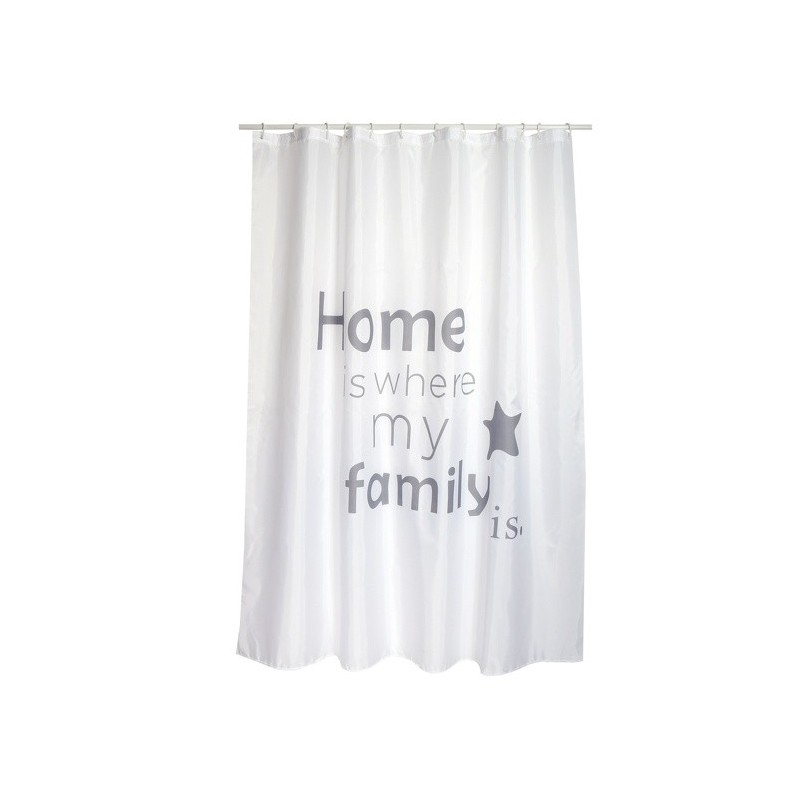 Spirella MSV Rideau De Douche Polyester HOME 180x200cm QUALITà PREMIUM Gris & Blanc - Anneaux Inclus