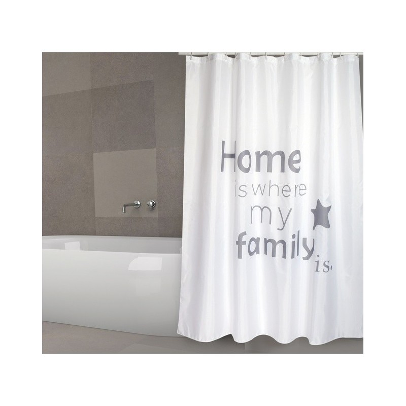spirella MSV Rideau de douche Polyester HOME 180x200cm QUALITà PREMIUM Gris & Blanc - Anneaux inclus