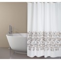 Spirella MSV Rideau De Douche Polyester IKEBANA 180x200cm QUALITà PREMIUM Blanc & Beige - Anneaux Inclus