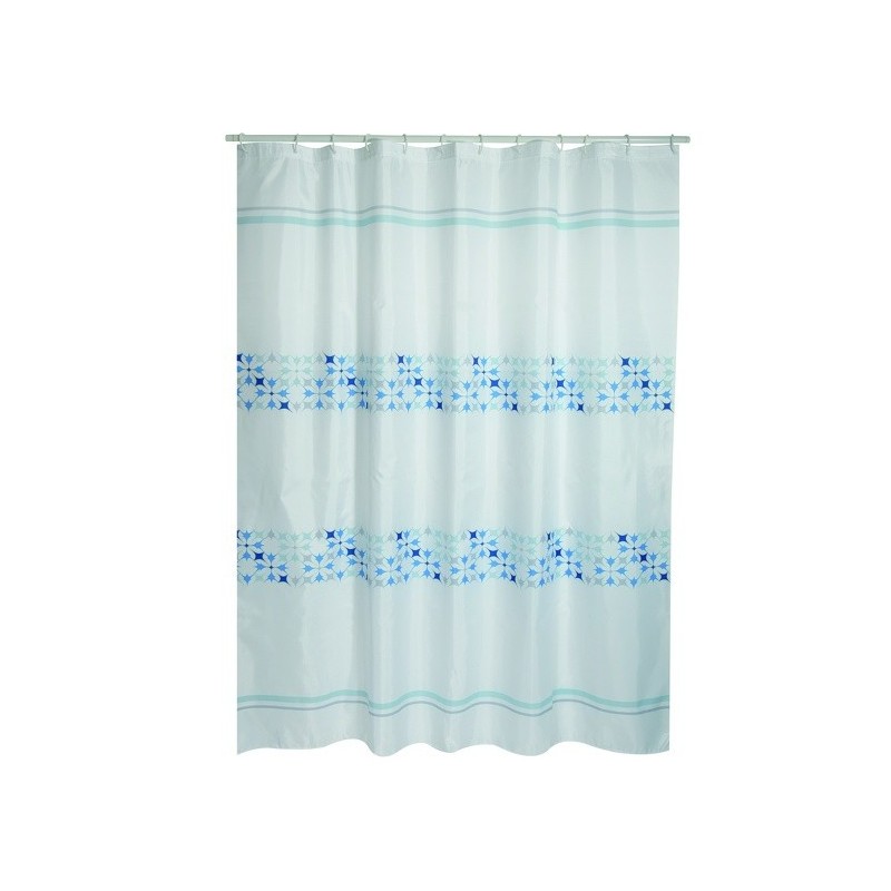 Spirella MSV Rideau De Douche Polyester MALTA 180x200cm QUALITà PREMIUM Bleu & Blanc - Anneaux Inclus