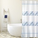 Spirella MSV Rideau De Douche Polyester MALTA 180x200cm QUALITà PREMIUM Bleu & Blanc - Anneaux Inclus