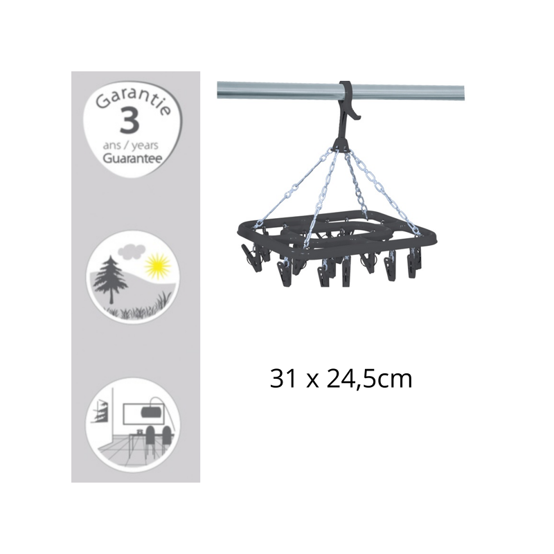 Spirella MSV Sechoir à  Chaussettes Rectangulaire PP Gris