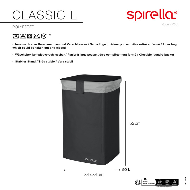 Spirella Panier à  Linge CLASSIC L 50L Noir Spirella