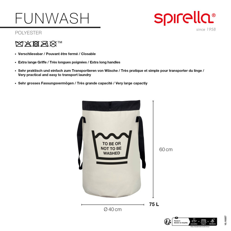 Spirella Panier à  Linge FUNWASH 75L Noir & Blanc Spirella
