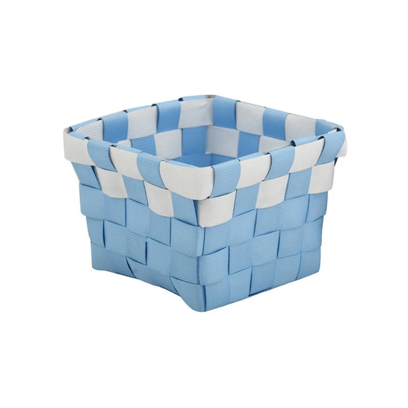spirella Panier de rangement 10x10x7 5cm Bleu Pastel & Blanc MSV