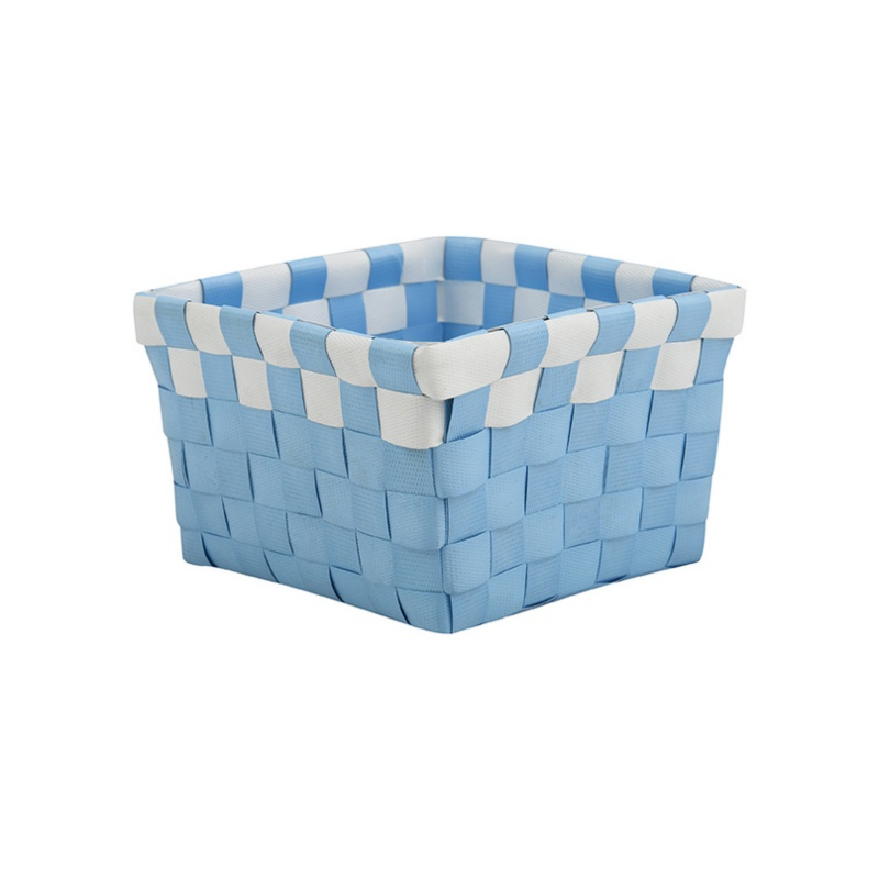 spirella Panier de rangement 14x14x9cm Bleu Pastel & Blanc MSV