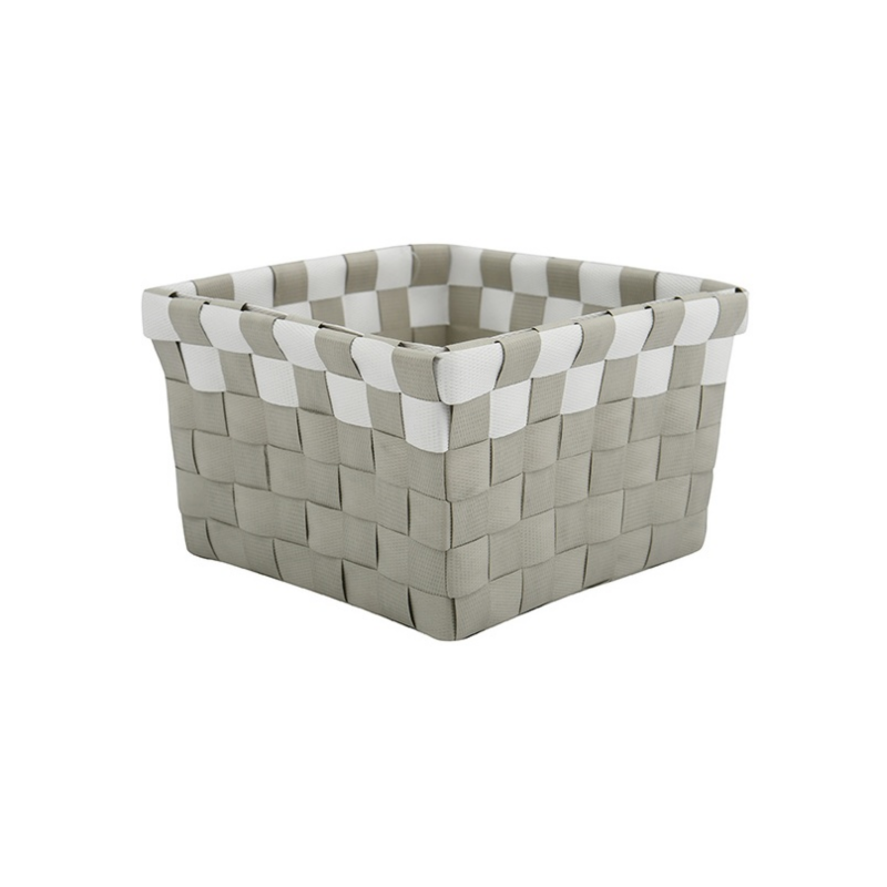 spirella Panier de rangement 14x14x9cm Taupe & Blanc MSV
