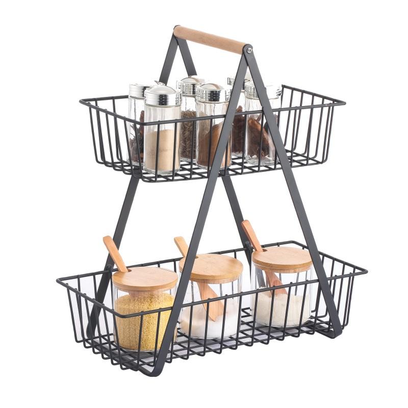 spirella Panier de rangement à  poser Design industriel Bois & Acier ELIE Noir mat MSV