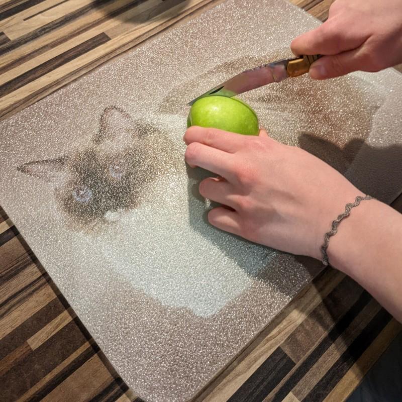 Spirella Planche à  Découper Et Dessous De Plat En Verre Motif Chat MSV