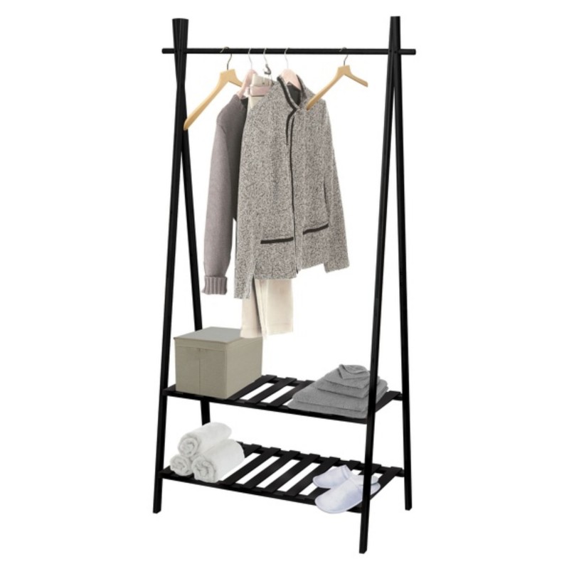 spirella Portant Bambou avec deux étagères MIA Noir MSV