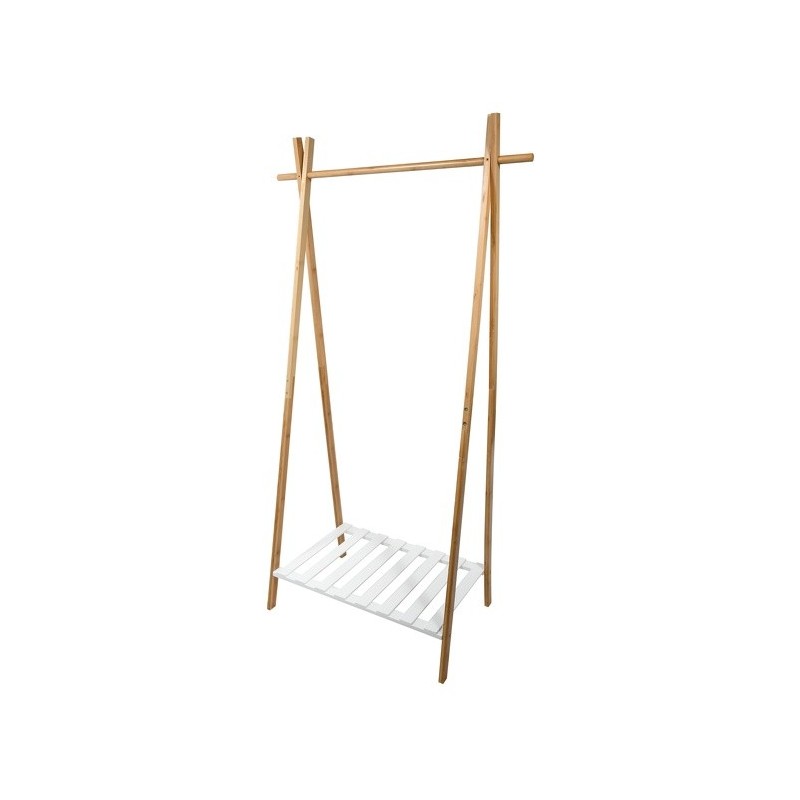 Spirella Portant Bambou Avec étagère MIA Bois & Blanc MSV