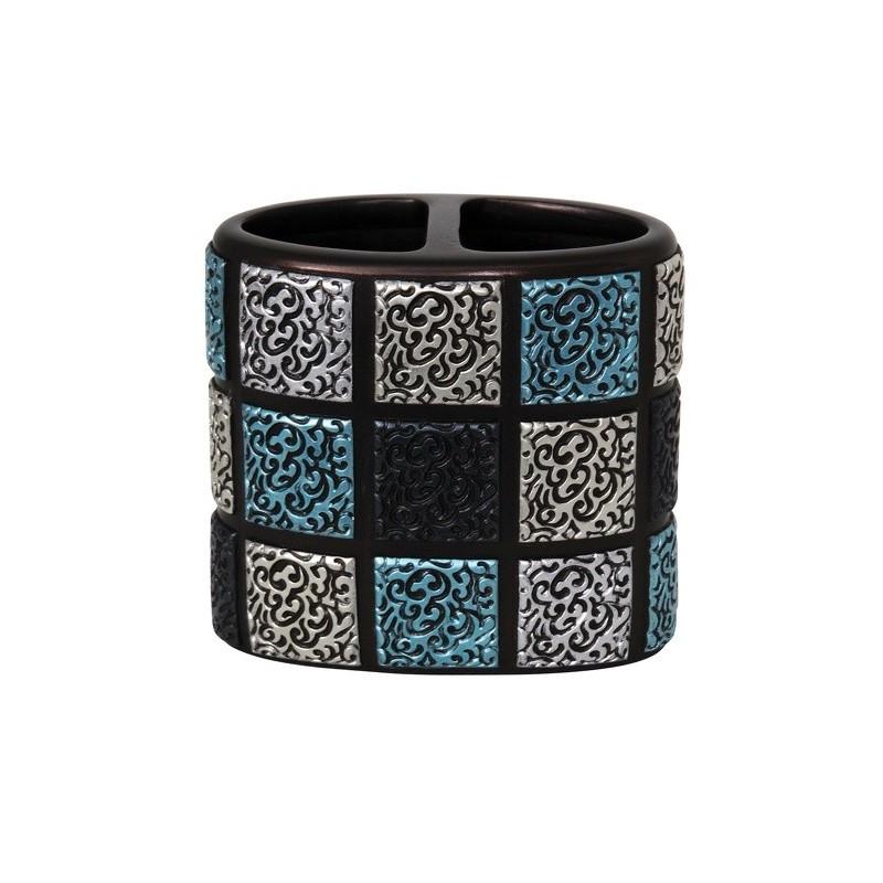 spirella Porte Brosses à  dents Polyrésine DELHI Noir Bleu & Argent MSV