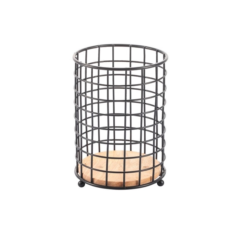 Spirella Porte Couverts Design Industriel Bois & Acier ELIE Noir Mat MSV