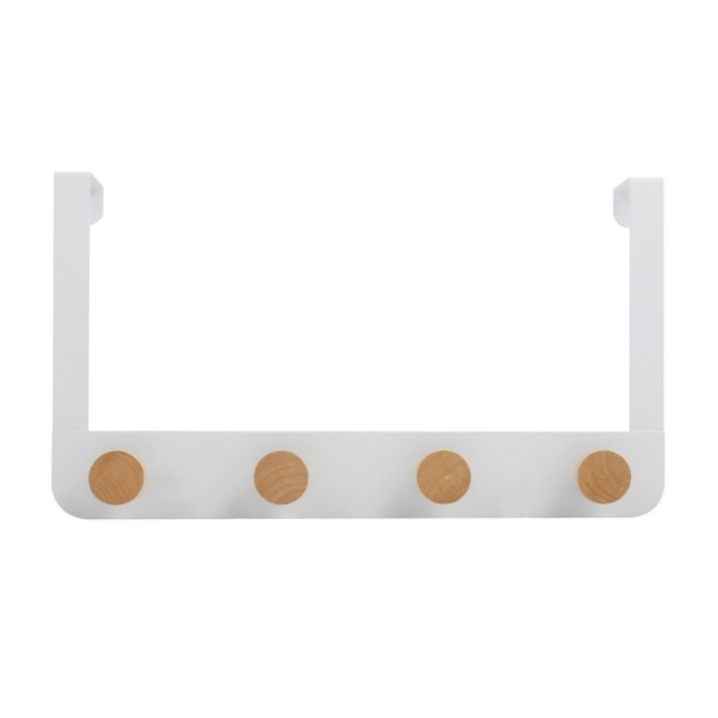 Spirella Porte Manteaux 4 Crochets NAYA Blanc & Bambou MSV