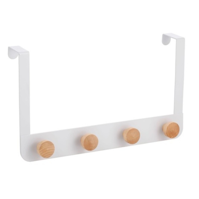 spirella Porte manteaux 4 crochets NAYA Blanc & Bambou MSV