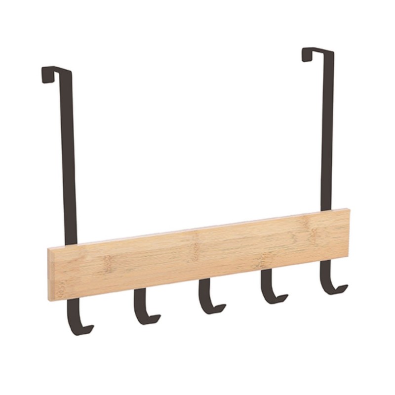 spirella Porte manteaux patère 5 crochets ENOA Noir & Bambou MSV