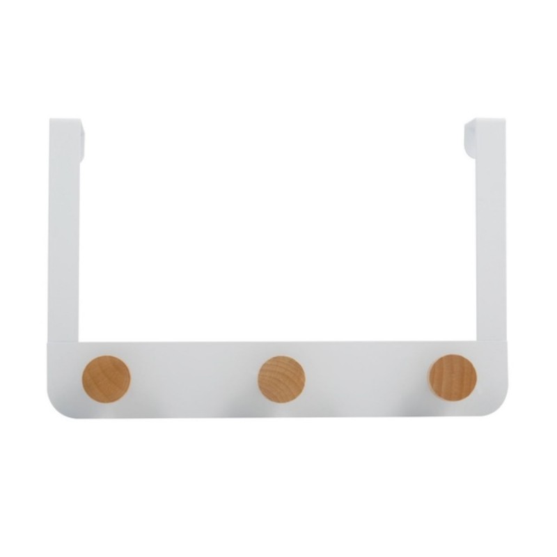 Spirella Porte Manteaux Patères 3 Crochets NAYA Blanc & Bambou MSV