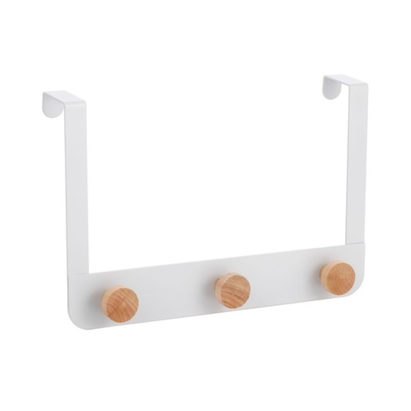 spirella Porte manteaux patères 3 crochets NAYA Blanc & Bambou MSV