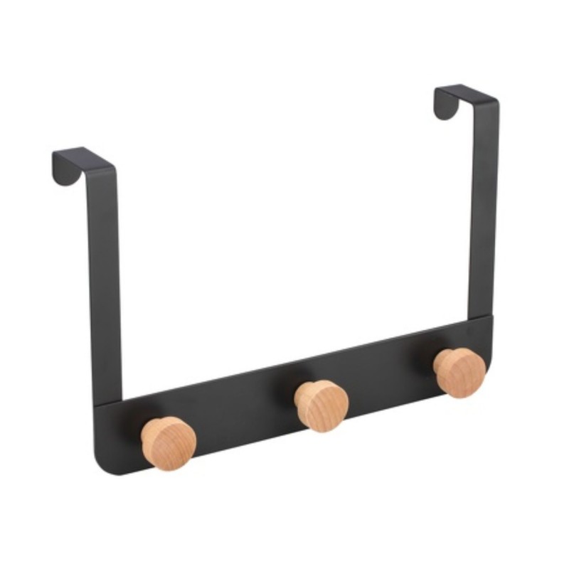 spirella Porte manteaux patères 3 crochets NAYA Noir & Bambou MSV