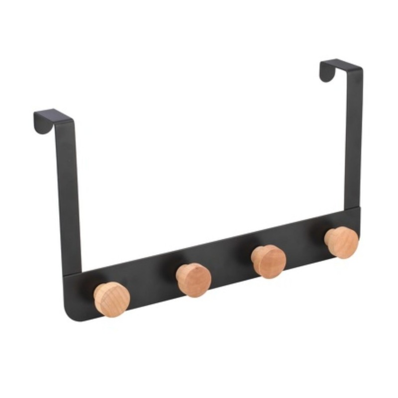 spirella Porte manteaux patères 4 crochets NAYA Noir & Bambou MSV