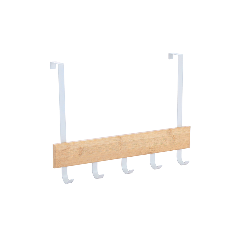spirella Porte manteaux patères 5 crochets ENOA Blanc & Bambou MSV