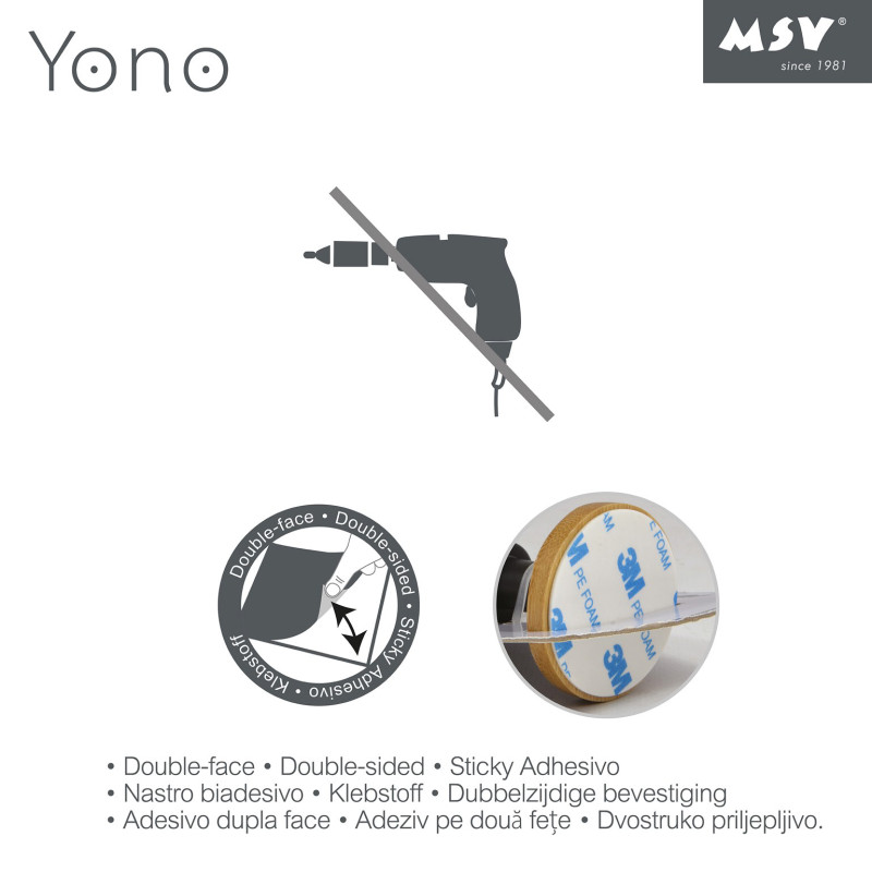 Spirella Porte Rouleau Papier Wc Adhésif YONO Acier Noir Mat & Bambou MSV