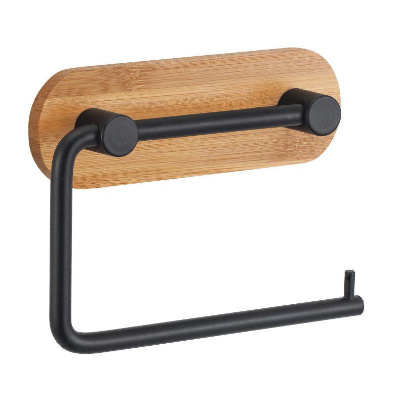 spirella Porte rouleau papier wc adhésif YONO Acier Noir mat & Bambou MSV