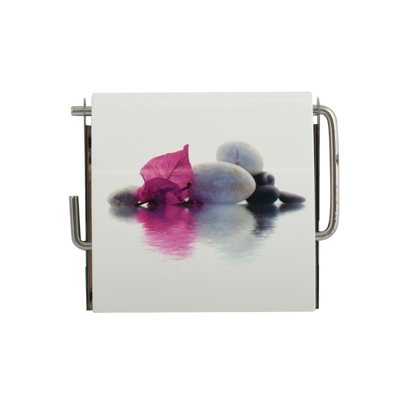 Spirella Porte Rouleau Papier Wc Mural MDF & Inox BORNEO Blanc MSV