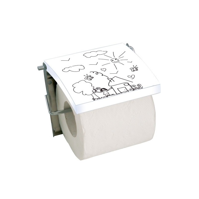 spirella Porte Rouleau Papier Wc Mural MDF & Inox JARDIN D'ENFANTS Blanc MSV
