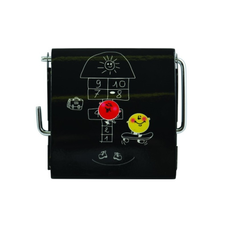 Spirella Porte Rouleau Papier Wc Mural MDF & Inox MARELLE Noir MSV