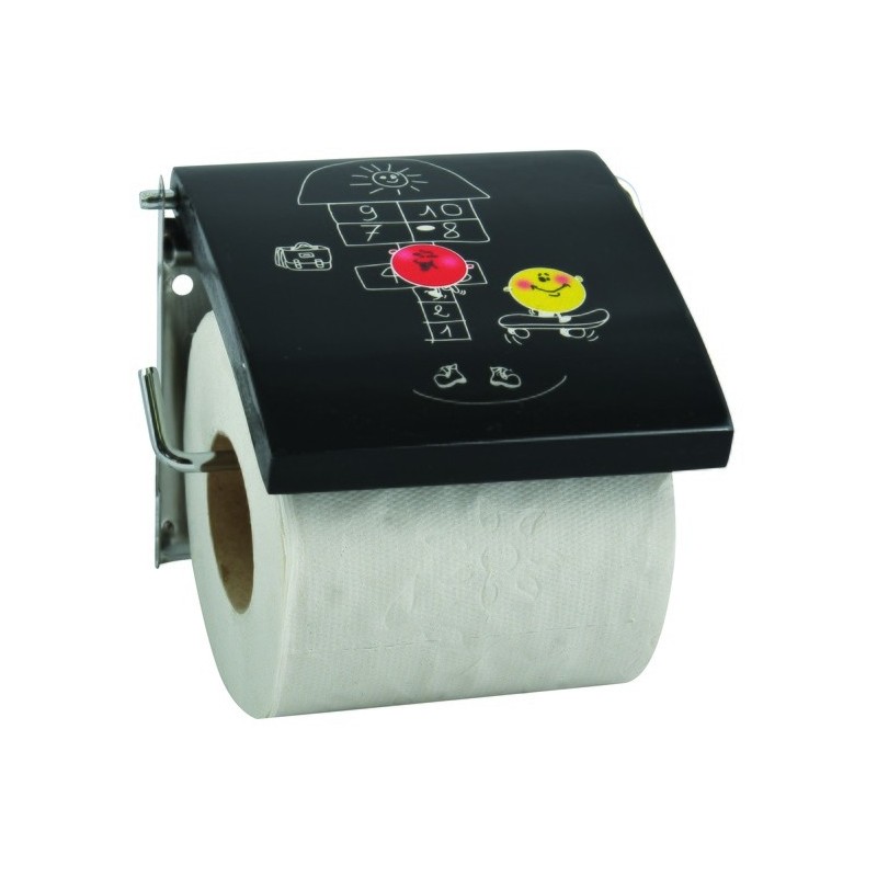 spirella Porte rouleau papier wc Mural MDF & Inox MARELLE Noir MSV