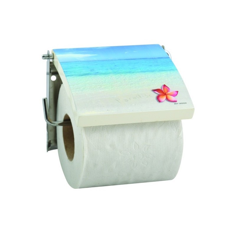 spirella Porte Rouleau Papier Wc Mural MDF Inox PARADISE Bleu MSV