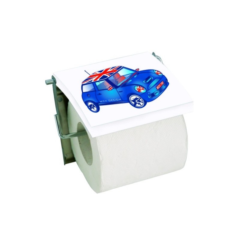 spirella Porte Rouleau Papier Wc Mural MDF & Inox Voiture Bleu MSV